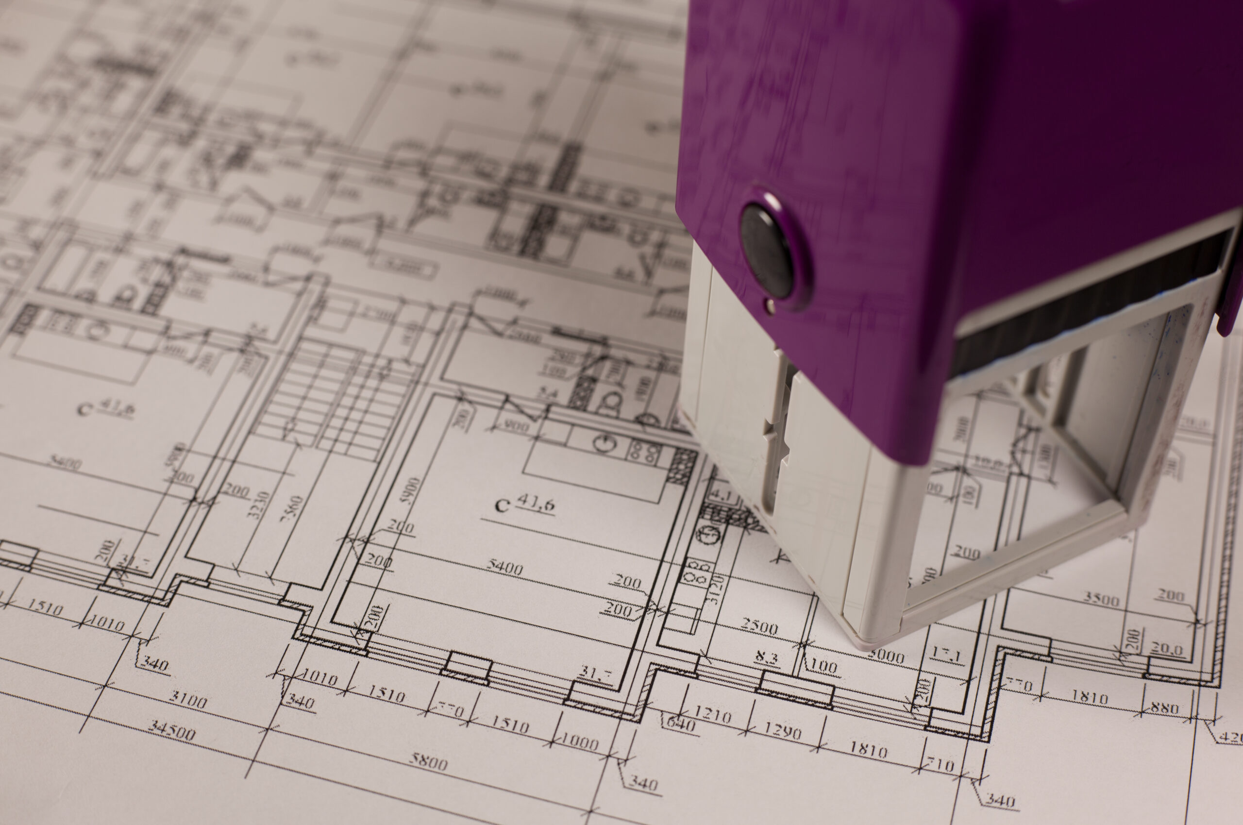 Stamp on plan of house background to get planning permission